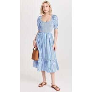 Hill House The Nap Dress Louisa women’s 100% cotton dress striped blueberry XS